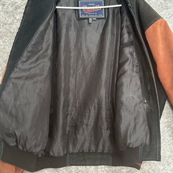 Vintage Varsity Letterman Mens Jacket XL Black Brown Elbow Patches Full Zip - Picture 5 of 15